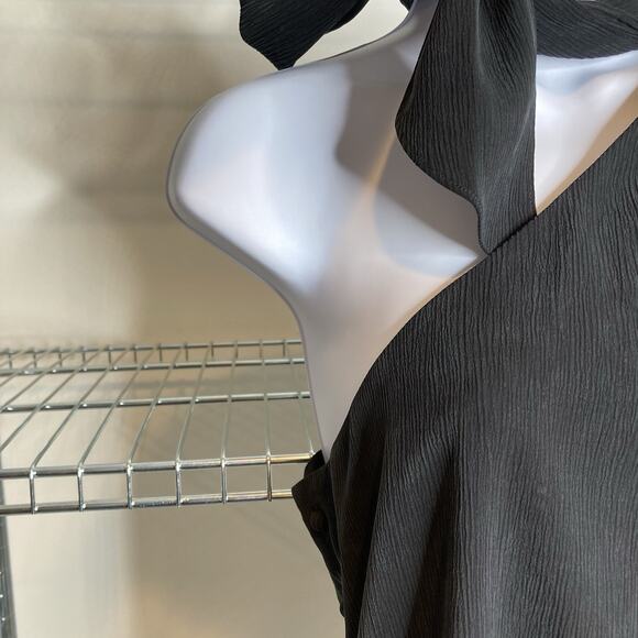 AG Adriano Goldschmied Women's Black One Shoulder Malia Tie Neck Blouse Size S - Picture 10 of 13